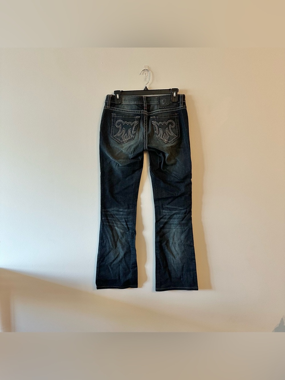 Vintage Y2K MEK Denim Slim Boot Extreme Low Rise Dark Wash Contrast Stitch 26

G